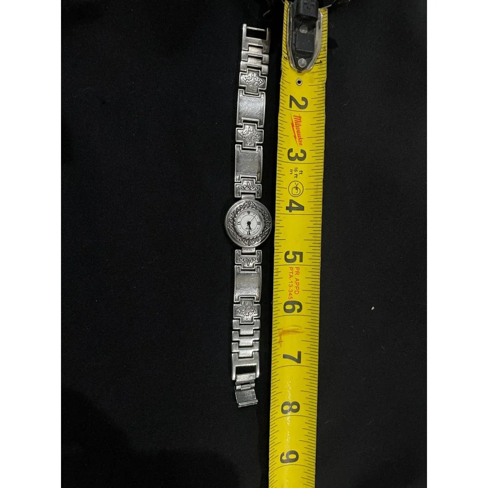 Brighton Montreal Silver Tone Link Watch Roman Numeral‎ Japan Movement Ornate